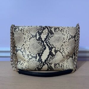 Kate Spade Emerson Lorie Snake-Embossed Leather Shoulder Bag | Cream & Black